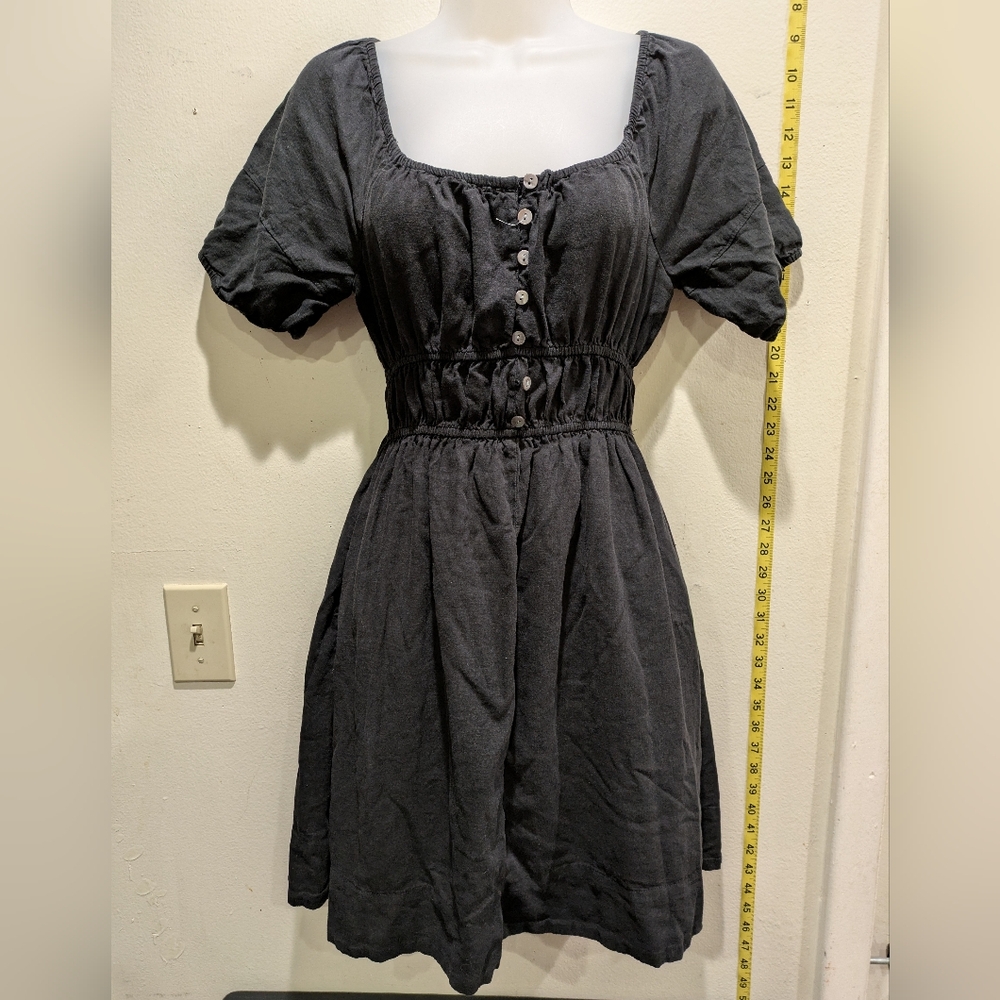 weekend Elegant Black Button-Front Mini Dress Size Medium